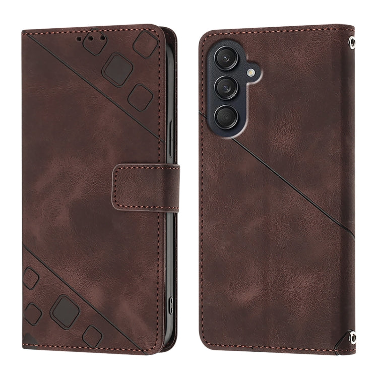 Skin-feel Embossed Leather Phone Case, For Samsung Galaxy Z Fold6, For Samsung Galaxy M55, For Samsung Galaxy M15/F15 5G Global, For Samsung Galaxy Xcover7, For For Samsung Galaxy A55, For Samsung Galaxy A35 5G, For Samsung Galaxy S24 Ultra 5G         ...