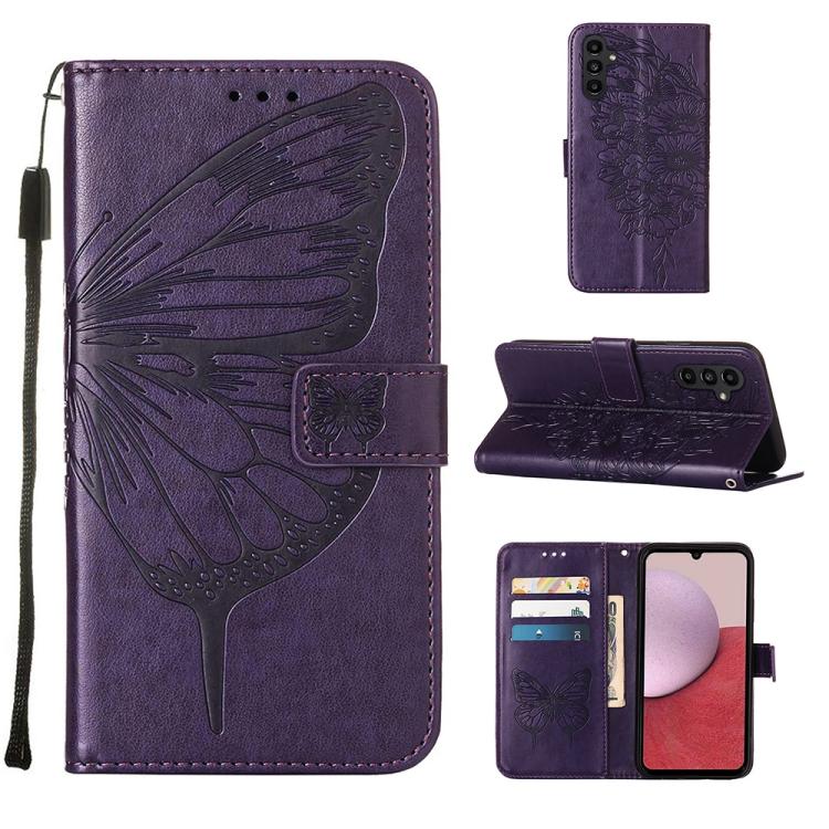 Embossed Butterfly Leather Phone Case, For Samsung Galaxy A05s, For Samsung Galaxy A25 5G, For Samsung Galaxy S23 FE 5G, For Samsung Galaxy A24 4G