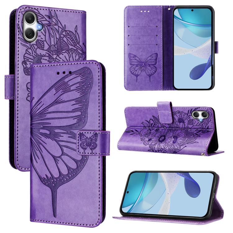 Embossed Butterfly Leather Phone Case, For Samsung Galaxy A27 5G, For Samsung Galaxy A07 4G, For Samsung Galaxy A17 5G, For Samsung Galaxy A06 4G / 5G, For Samsung Galaxy A15, For Samsung Galaxy A05
