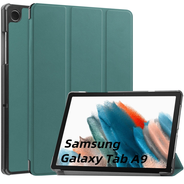 Custer Pure Color 3-Fold Holder Leather Tablet Case, For Samsung Galaxy Tab A9 / Tab A11