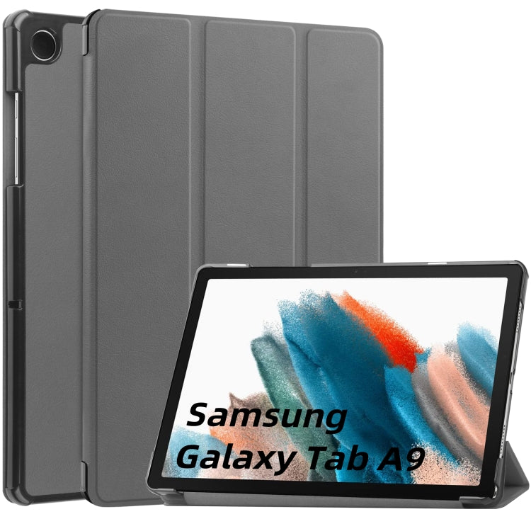 Custer Pure Color 3-Fold Holder Leather Tablet Case, For Samsung Galaxy Tab A9 / Tab A11