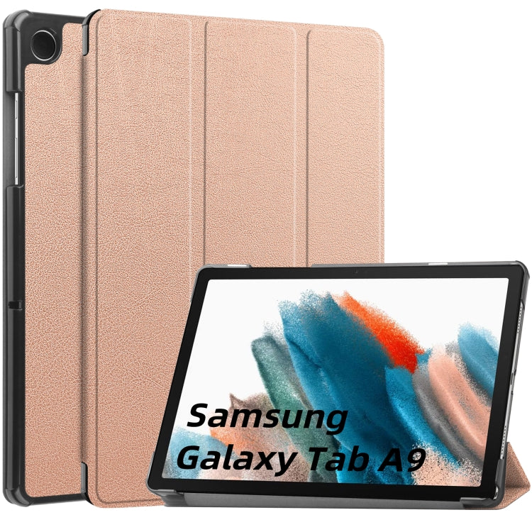 Custer Pure Color 3-Fold Holder Leather Tablet Case, For Samsung Galaxy Tab A9 / Tab A11