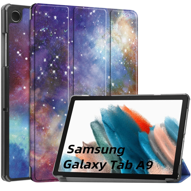 Custer Painted 3-Fold Holder Smart Leather Tablet Case, For Samsung Galaxy Tab A9 / Tab A11