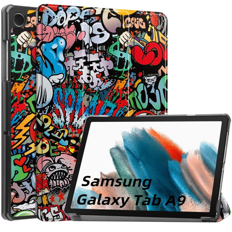 Custer Painted 3-Fold Holder Smart Leather Tablet Case, For Samsung Galaxy Tab A9 / Tab A11