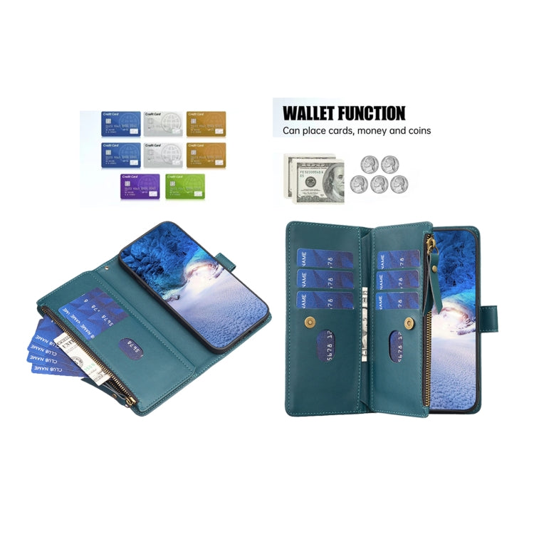 9 Card Slots Zipper Wallet Leather Flip Phone Case, For OPPO A58 4G, For OPPO A78 4G, For OPPO A78 5G, For OPPO A98 5G