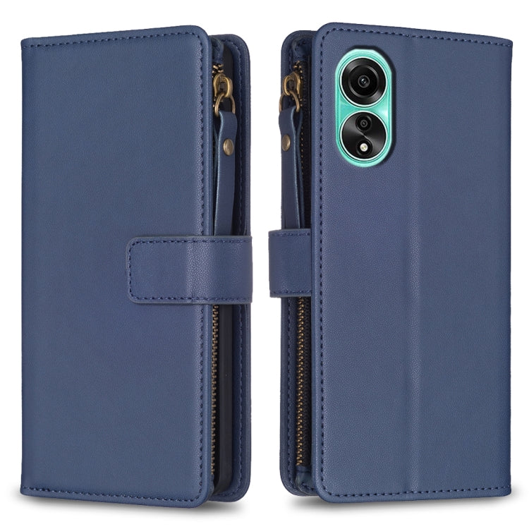 9 Card Slots Zipper Wallet Leather Flip Phone Case, For OPPO A58 4G, For OPPO A78 4G, For OPPO A78 5G, For OPPO A98 5G