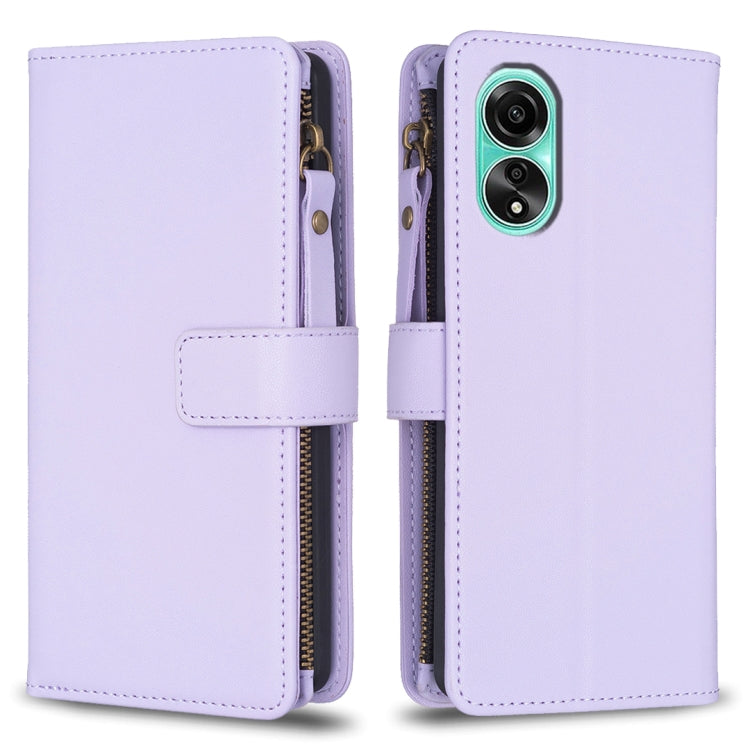 9 Card Slots Zipper Wallet Leather Flip Phone Case, For OPPO A58 4G, For OPPO A78 4G, For OPPO A78 5G, For OPPO A98 5G