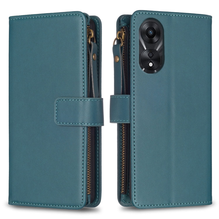 9 Card Slots Zipper Wallet Leather Flip Phone Case, For OPPO A58 4G, For OPPO A78 4G, For OPPO A78 5G, For OPPO A98 5G