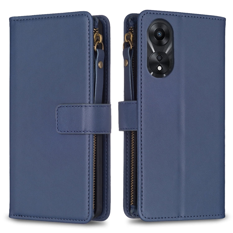 9 Card Slots Zipper Wallet Leather Flip Phone Case, For OPPO A58 4G, For OPPO A78 4G, For OPPO A78 5G, For OPPO A98 5G