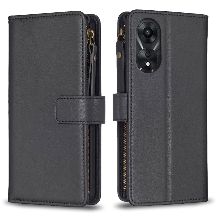 9 Card Slots Zipper Wallet Leather Flip Phone Case, For OPPO A58 4G, For OPPO A78 4G, For OPPO A78 5G, For OPPO A98 5G