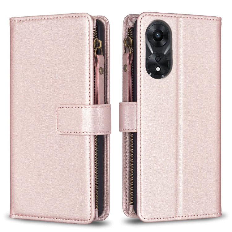 9 Card Slots Zipper Wallet Leather Flip Phone Case, For OPPO A58 4G, For OPPO A78 4G, For OPPO A78 5G, For OPPO A98 5G