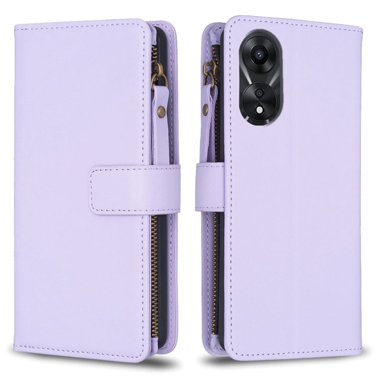 9 Card Slots Zipper Wallet Leather Flip Phone Case, For OPPO A58 4G, For OPPO A78 4G, For OPPO A78 5G, For OPPO A98 5G