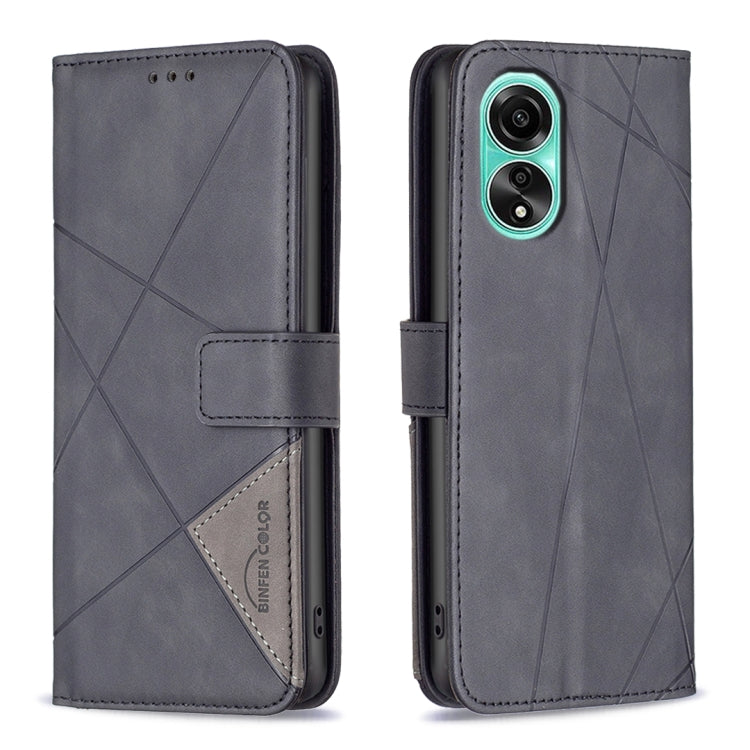 Magnetic Buckle Rhombus Texture Leather Phone Case, For OPPO A38 4G, For OPPO A58 4G, For OPPO A78 4G, For OPPO A78 5G, For OPPO A98 5G, For OPPO A79 5G, For OPPO A59 5G