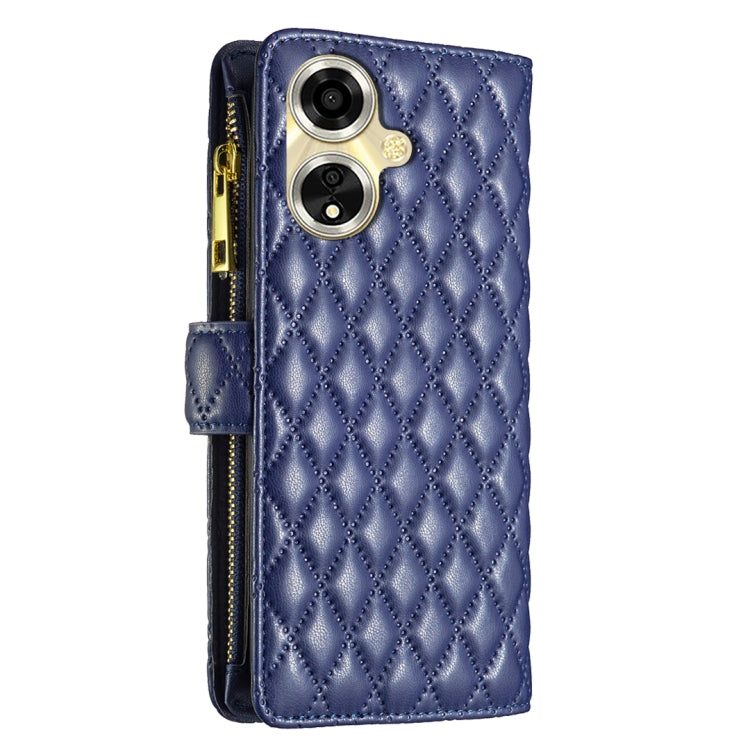 Diamond Lattice Zipper Wallet Leather Flip Phone Case, For OPPO A59 5G