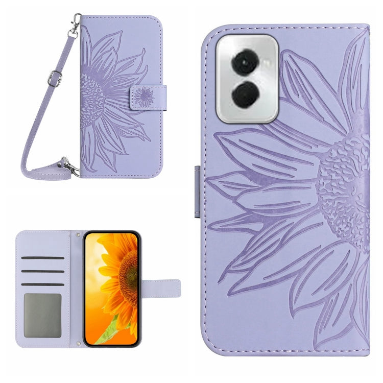 HT04 Skin Feel Sun Flower Embossed Flip Leather Phone Case with Lanyard, For Motorola Moto G34 5G, For Motorola Moto G Play 4G 2024, For Motorola Moto G Play 5G 2024, For Motorola Moto G Power 5G 2024