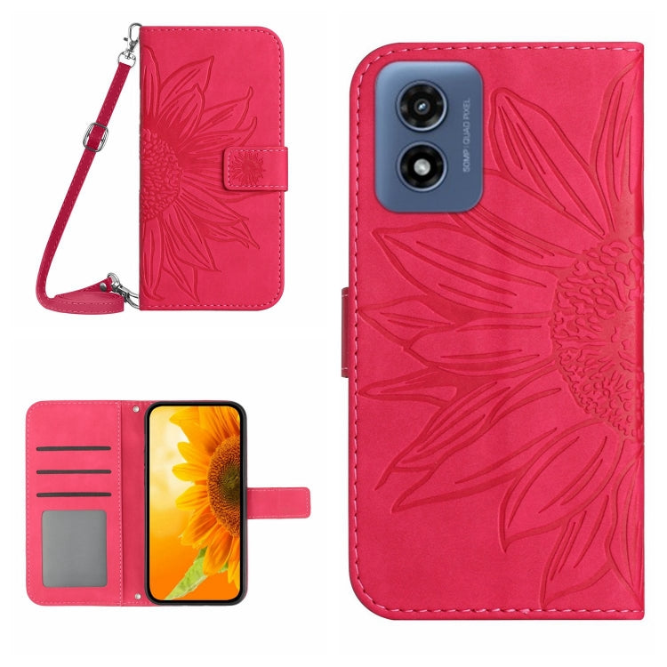 HT04 Skin Feel Sun Flower Embossed Flip Leather Phone Case with Lanyard, For Motorola Moto G45 5G, For Motorola Edge 50 5G, For Motorola Edge 50 Neo, For Motorola Moto E14