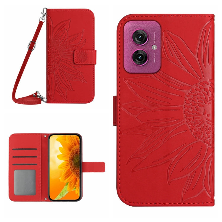 HT04 Skin Feel Sun Flower Embossed Flip Leather Phone Case with Lanyard, For Motorola Moto G Play 2025, For Motorola Moto G75 5G, For Motorola Moto G35 5G, For Motorola Moto G55 5G
