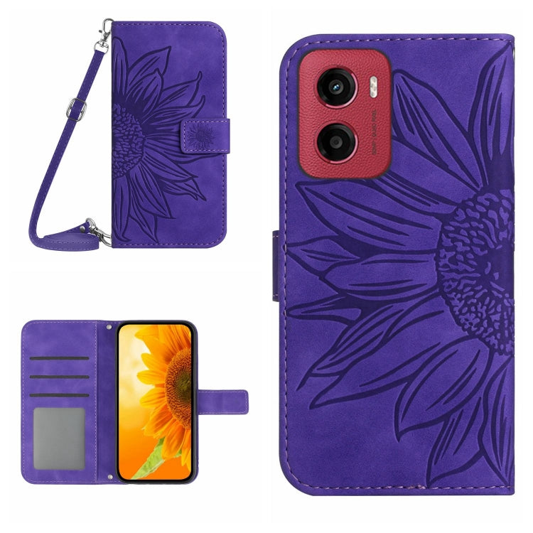 HT04 Skin Feel Sun Flower Embossed Flip Leather Phone Case with Lanyard, For Motorola Moto G Stylus 5G 2025, For Motorola Moto G05, For Motorola Moto G15, For Motorola Moto G 5G 2025