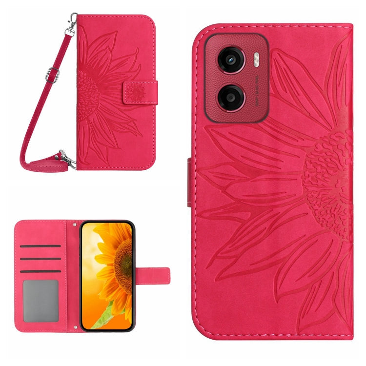 HT04 Skin Feel Sun Flower Embossed Flip Leather Phone Case with Lanyard, For Motorola Moto G Stylus 5G 2025, For Motorola Moto G05, For Motorola Moto G15, For Motorola Moto G 5G 2025