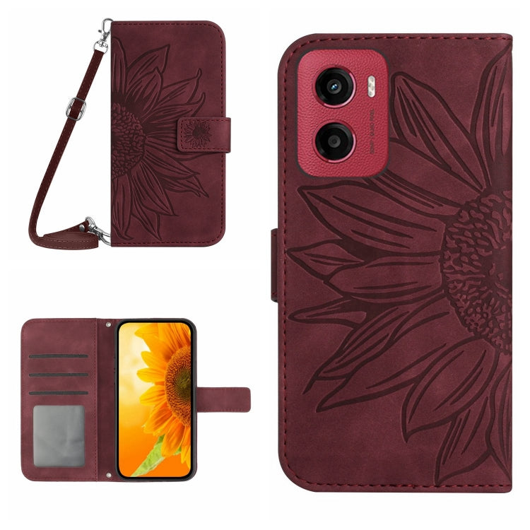 HT04 Skin Feel Sun Flower Embossed Flip Leather Phone Case with Lanyard, For Motorola Moto G Stylus 5G 2025, For Motorola Moto G05, For Motorola Moto G15, For Motorola Moto G 5G 2025