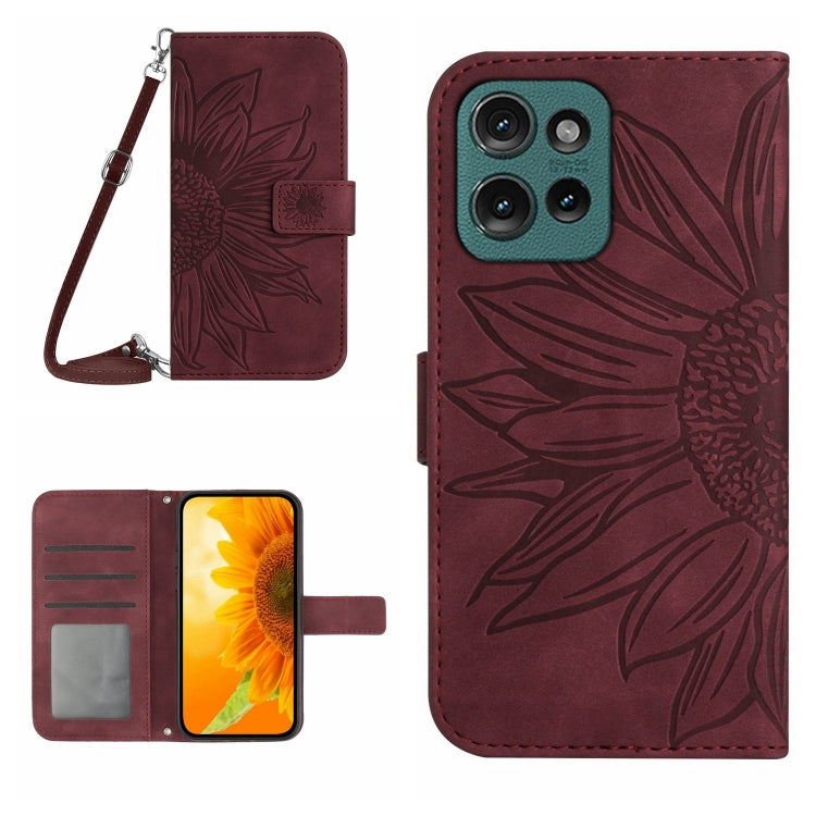 HT04 Skin Feel Sun Flower Embossed Flip Leather Phone Case with Lanyard, For Motorola Moto G Stylus 5G 2025, For Motorola Moto G05, For Motorola Moto G15, For Motorola Moto G 5G 2025
