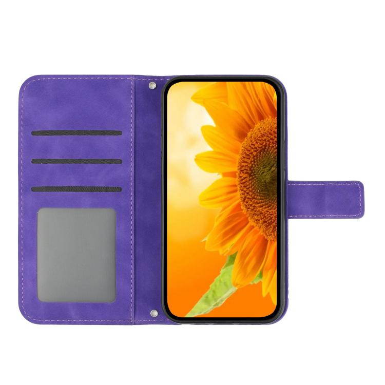 HT04 Skin Feel Sun Flower Embossed Flip Leather Phone Case with Lanyard, For Motorola Moto G Stylus 5G 2025, For Motorola Moto G05, For Motorola Moto G15, For Motorola Moto G 5G 2025