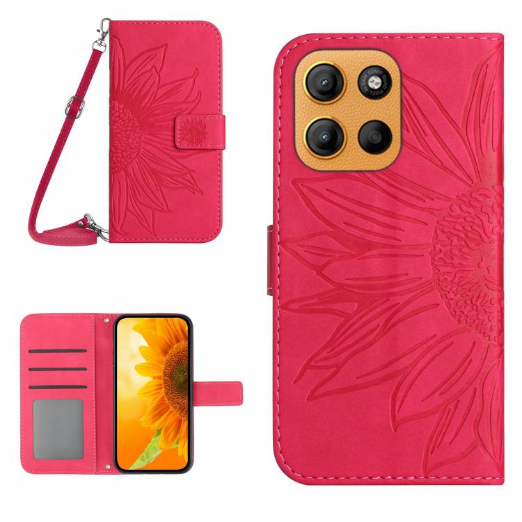 HT04 Skin Feel Sun Flower Embossed Flip Leather Phone Case with Lanyard, For Motorola Moto G Stylus 5G 2025, For Motorola Moto G05, For Motorola Moto G15, For Motorola Moto G 5G 2025