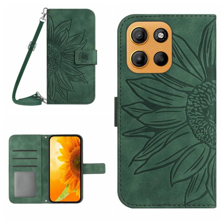 HT04 Skin Feel Sun Flower Embossed Flip Leather Phone Case with Lanyard, For Motorola Moto G Stylus 5G 2025, For Motorola Moto G05, For Motorola Moto G15, For Motorola Moto G 5G 2025