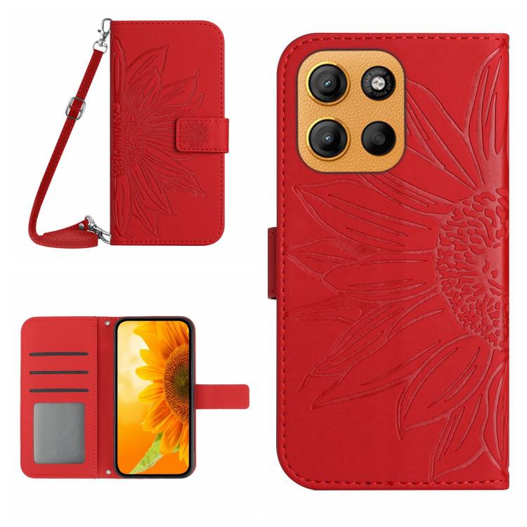HT04 Skin Feel Sun Flower Embossed Flip Leather Phone Case with Lanyard, For Motorola Moto G Stylus 5G 2025, For Motorola Moto G05, For Motorola Moto G15, For Motorola Moto G 5G 2025