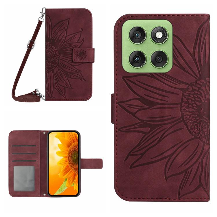HT04 Skin Feel Sun Flower Embossed Flip Leather Phone Case with Lanyard, For Motorola Moto G86 5G, For Motorola Moto G56 5G, For Motorola Edge 60 Pro, For Motorola Edge 60 5G