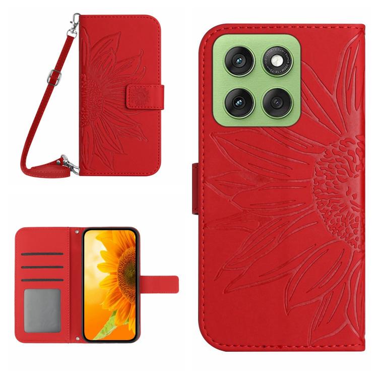 HT04 Skin Feel Sun Flower Embossed Flip Leather Phone Case with Lanyard, For Motorola Moto G86 5G, For Motorola Moto G56 5G, For Motorola Edge 60 Pro, For Motorola Edge 60 5G