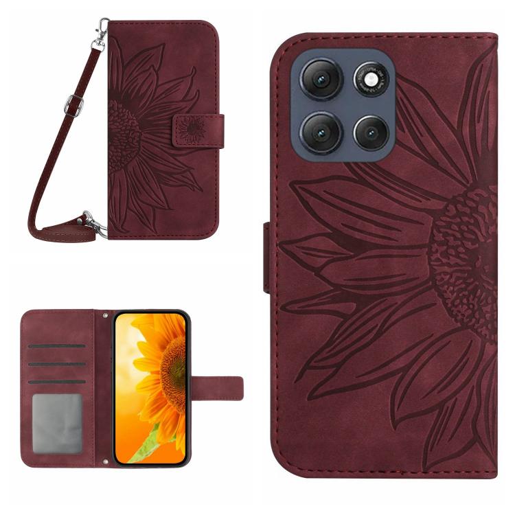 HT04 Skin Feel Sun Flower Embossed Flip Leather Phone Case with Lanyard, For Motorola Moto G86 5G, For Motorola Moto G56 5G, For Motorola Edge 60 Pro, For Motorola Edge 60 5G