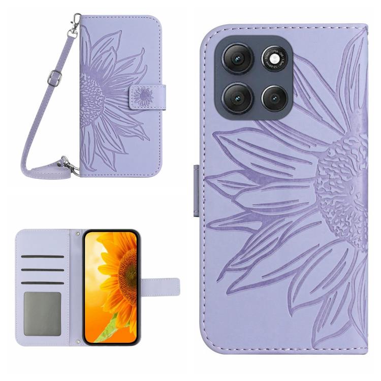 HT04 Skin Feel Sun Flower Embossed Flip Leather Phone Case with Lanyard, For Motorola Moto G86 5G, For Motorola Moto G56 5G, For Motorola Edge 60 Pro, For Motorola Edge 60 5G