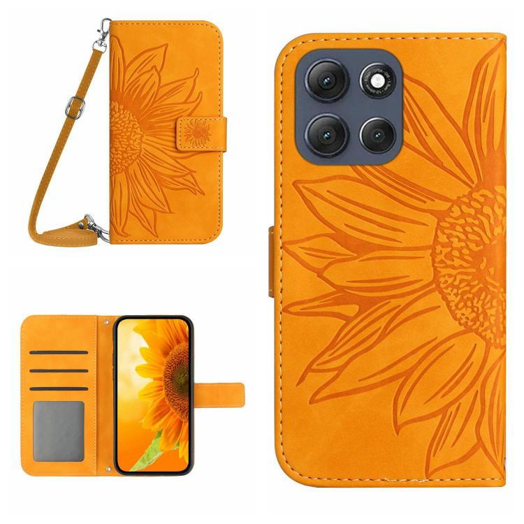 HT04 Skin Feel Sun Flower Embossed Flip Leather Phone Case with Lanyard, For Motorola Moto G86 5G, For Motorola Moto G56 5G, For Motorola Edge 60 Pro, For Motorola Edge 60 5G