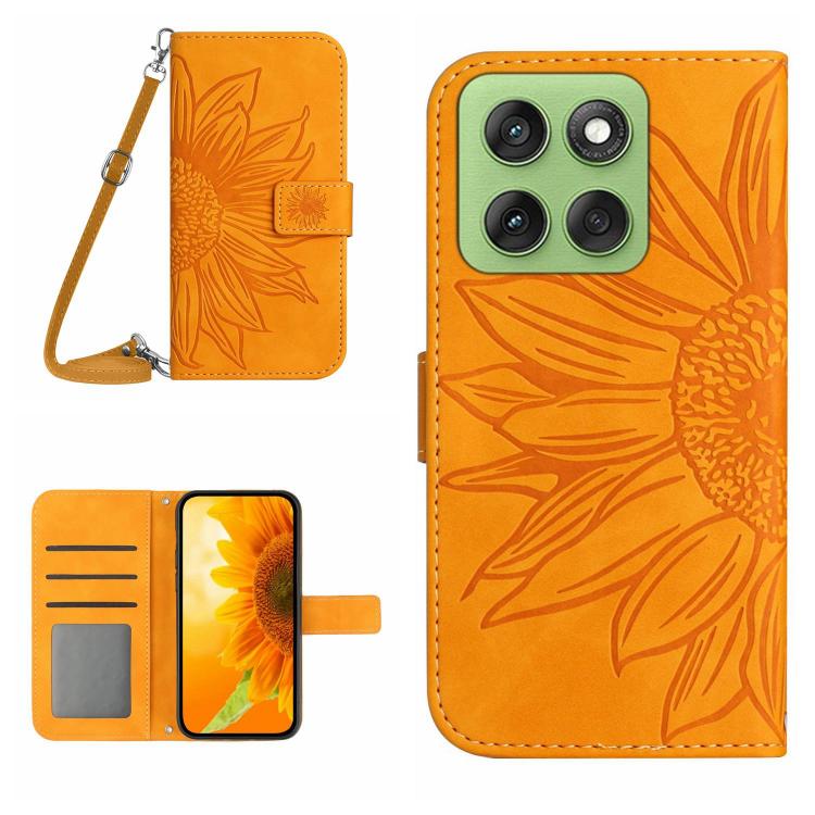 HT04 Skin Feel Sun Flower Embossed Flip Leather Phone Case with Lanyard, For Motorola Moto G86 5G, For Motorola Moto G56 5G, For Motorola Edge 60 Pro, For Motorola Edge 60 5G
