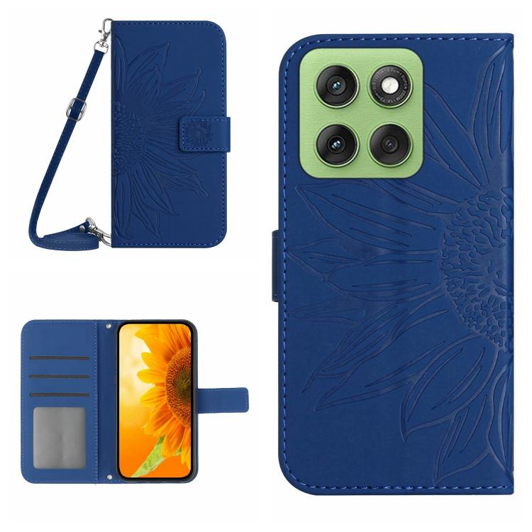 HT04 Skin Feel Sun Flower Embossed Flip Leather Phone Case with Lanyard, For Motorola Moto G86 5G, For Motorola Moto G56 5G, For Motorola Edge 60 Pro, For Motorola Edge 60 5G