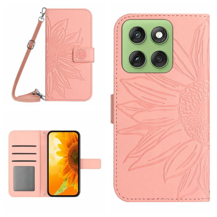 HT04 Skin Feel Sun Flower Embossed Flip Leather Phone Case with Lanyard, For Motorola Moto G86 5G, For Motorola Moto G56 5G, For Motorola Edge 60 Pro, For Motorola Edge 60 5G