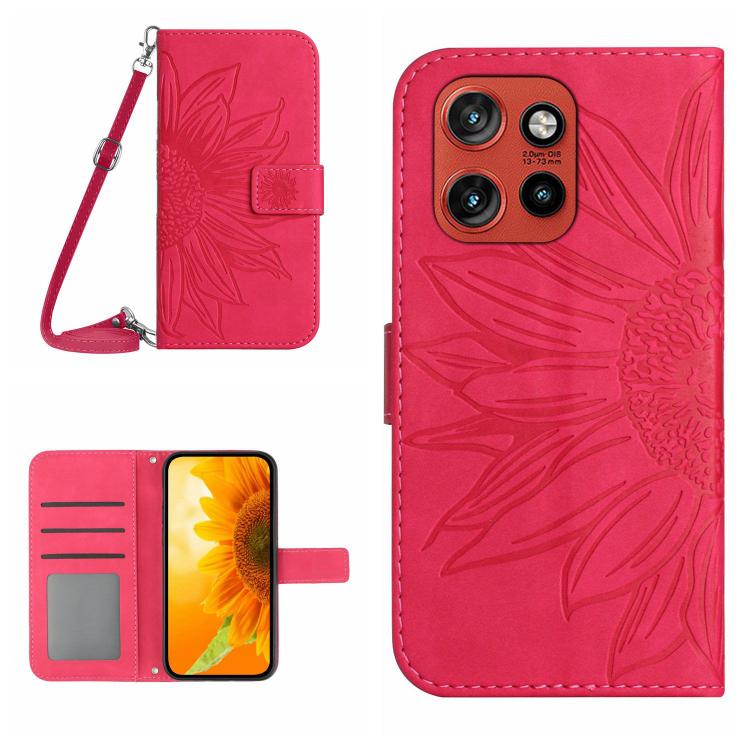 HT04 Skin Feel Sun Flower Embossed Flip Leather Phone Case with Lanyard, For Motorola Moto G67 Power 5G, For Motorola Edge 70 5G Global, For Motorola Edge 60 Neo 5G, For Motorola Moto G06 4G