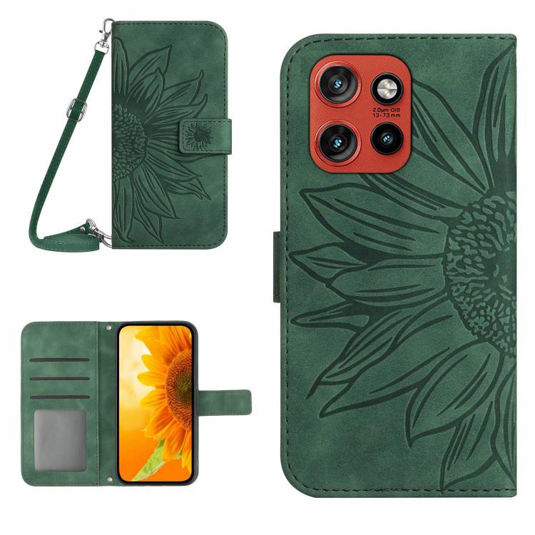 HT04 Skin Feel Sun Flower Embossed Flip Leather Phone Case with Lanyard, For Motorola Moto G67 Power 5G, For Motorola Edge 70 5G Global, For Motorola Edge 60 Neo 5G, For Motorola Moto G06 4G