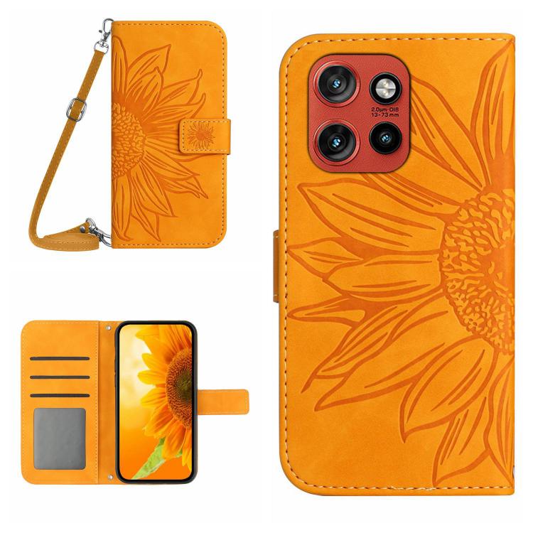 HT04 Skin Feel Sun Flower Embossed Flip Leather Phone Case with Lanyard, For Motorola Moto G67 Power 5G, For Motorola Edge 70 5G Global, For Motorola Edge 60 Neo 5G, For Motorola Moto G06 4G