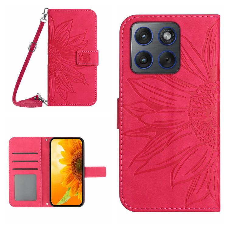 HT04 Skin Feel Sun Flower Embossed Flip Leather Phone Case with Lanyard, For Motorola Moto G67 Power 5G, For Motorola Edge 70 5G Global, For Motorola Edge 60 Neo 5G, For Motorola Moto G06 4G