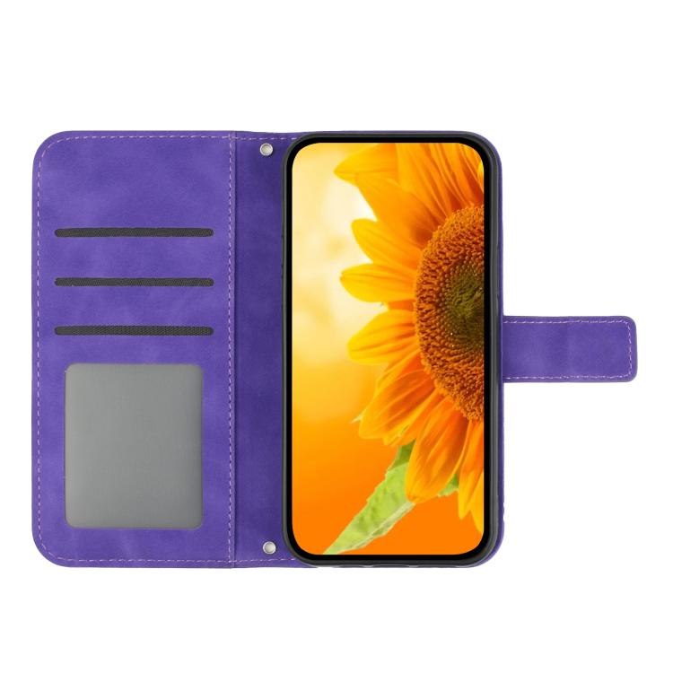 HT04 Skin Feel Sun Flower Embossed Flip Leather Phone Case with Lanyard, For Motorola Moto G Max / G87 / G77 5G, For Motorola Moto G37 5G, For Motorola Edge 70 Pro 5G, For Motorola Edge 70 Fusion 5G