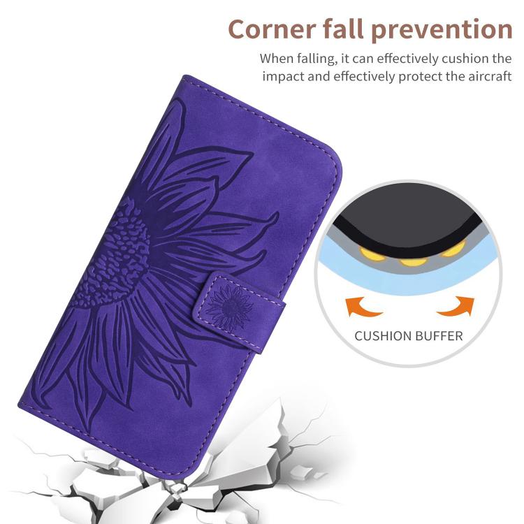 HT04 Skin Feel Sun Flower Embossed Flip Leather Phone Case with Lanyard, For Motorola Moto G Max / G87 / G77 5G, For Motorola Moto G37 5G, For Motorola Edge 70 Pro 5G, For Motorola Edge 70 Fusion 5G