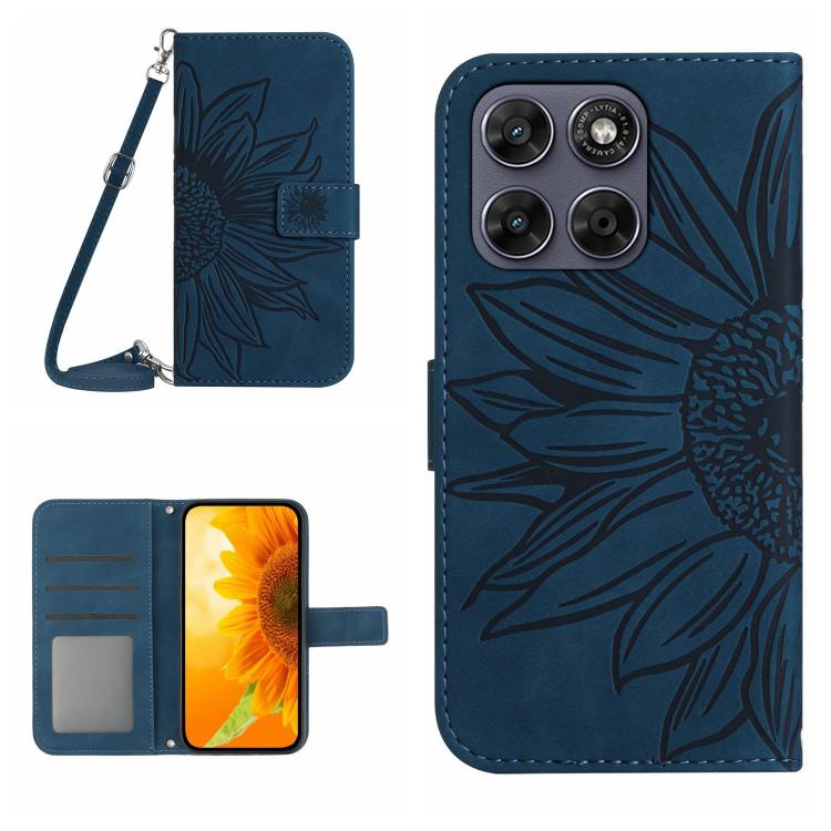 HT04 Skin Feel Sun Flower Embossed Flip Leather Phone Case with Lanyard, For Motorola Moto G Max / G87 / G77 5G, For Motorola Moto G37 5G, For Motorola Edge 70 Pro 5G, For Motorola Edge 70 Fusion 5G