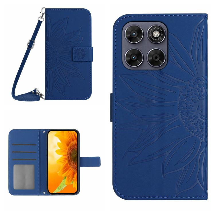HT04 Skin Feel Sun Flower Embossed Flip Leather Phone Case with Lanyard, For Motorola Moto G Max / G87 / G77 5G, For Motorola Moto G37 5G, For Motorola Edge 70 Pro 5G, For Motorola Edge 70 Fusion 5G