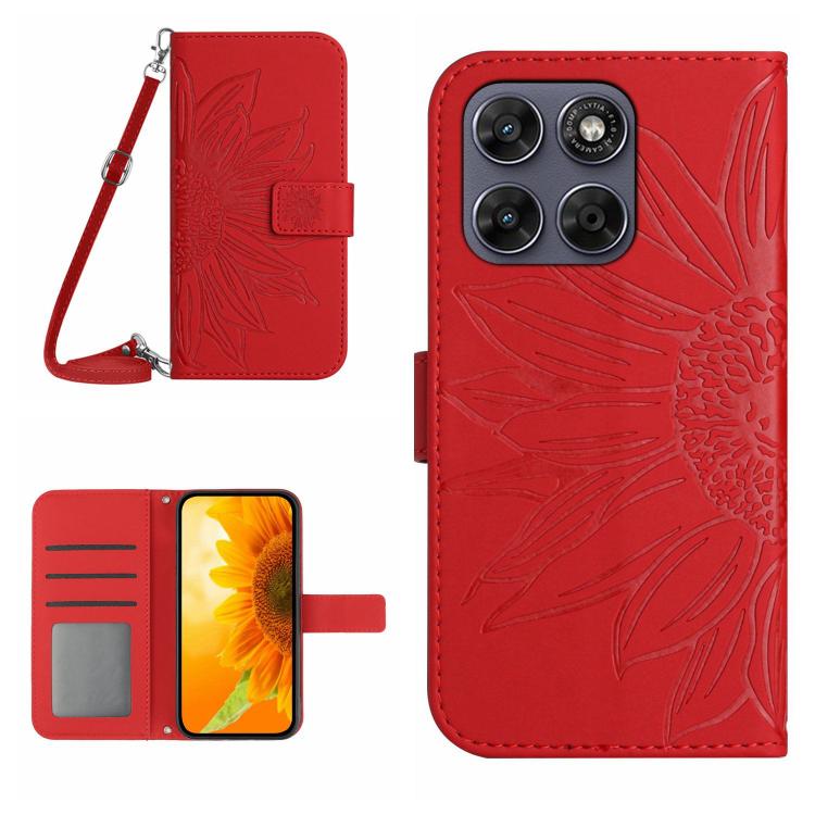 HT04 Skin Feel Sun Flower Embossed Flip Leather Phone Case with Lanyard, For Motorola Moto G Max / G87 / G77 5G, For Motorola Moto G37 5G, For Motorola Edge 70 Pro 5G, For Motorola Edge 70 Fusion 5G