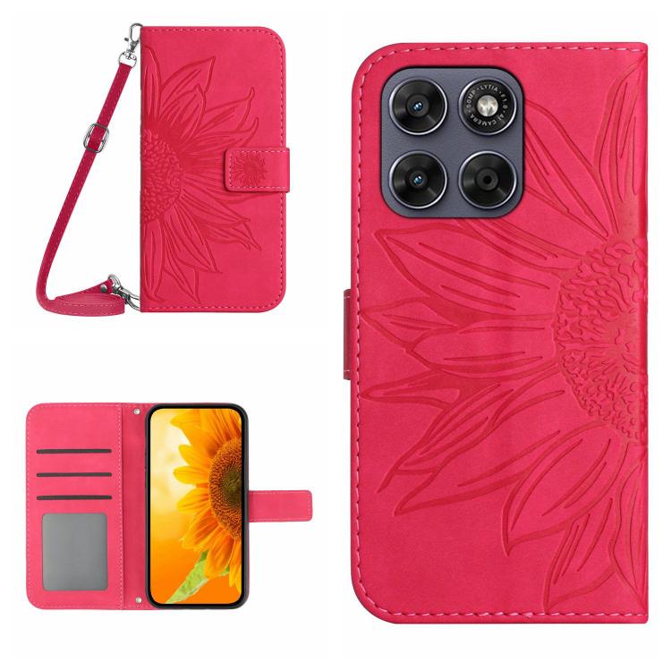 HT04 Skin Feel Sun Flower Embossed Flip Leather Phone Case with Lanyard, For Motorola Moto G Max / G87 / G77 5G, For Motorola Moto G37 5G, For Motorola Edge 70 Pro 5G, For Motorola Edge 70 Fusion 5G