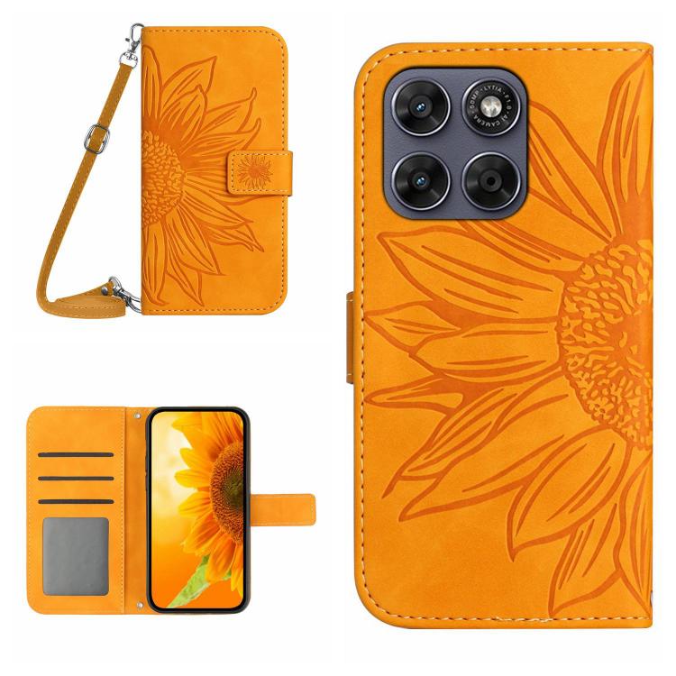 HT04 Skin Feel Sun Flower Embossed Flip Leather Phone Case with Lanyard, For Motorola Moto G Max / G87 / G77 5G, For Motorola Moto G37 5G, For Motorola Edge 70 Pro 5G, For Motorola Edge 70 Fusion 5G