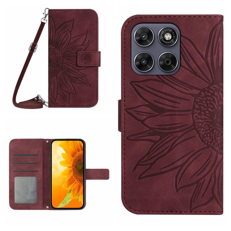 HT04 Skin Feel Sun Flower Embossed Flip Leather Phone Case with Lanyard, For Motorola Moto G Max / G87 / G77 5G, For Motorola Moto G37 5G, For Motorola Edge 70 Pro 5G, For Motorola Edge 70 Fusion 5G