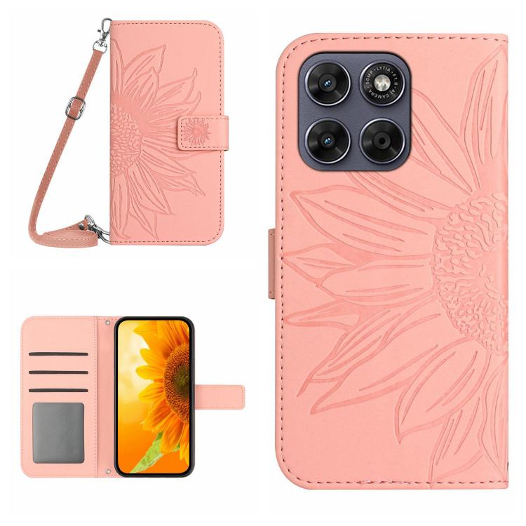 HT04 Skin Feel Sun Flower Embossed Flip Leather Phone Case with Lanyard, For Motorola Moto G Max / G87 / G77 5G, For Motorola Moto G37 5G, For Motorola Edge 70 Pro 5G, For Motorola Edge 70 Fusion 5G